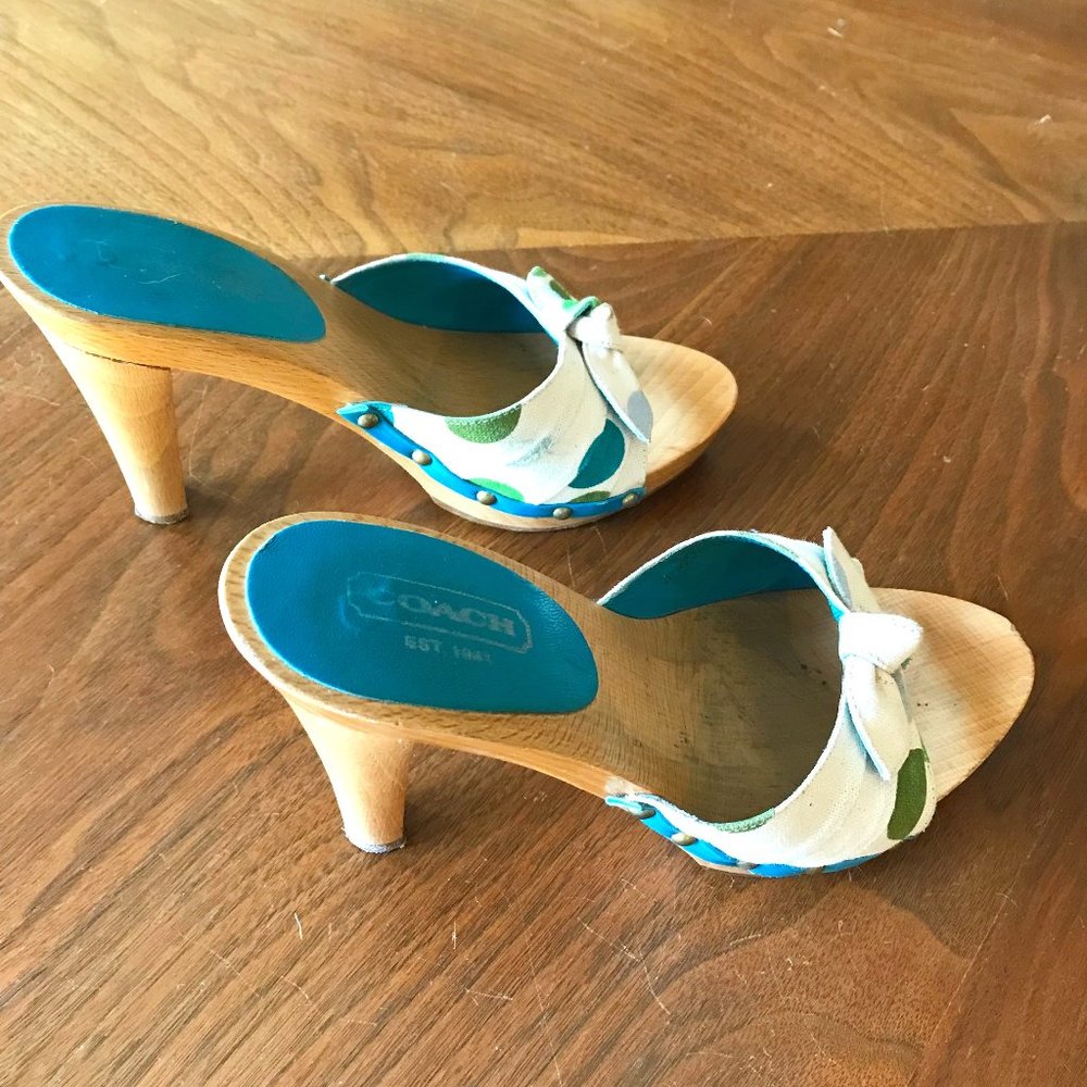 Coach barbiecore polkadot sandal heels Size 7